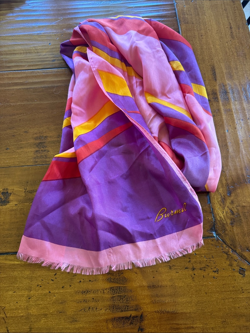 Burmel vibrant vintage scarf 64”x15” Good vintage condition